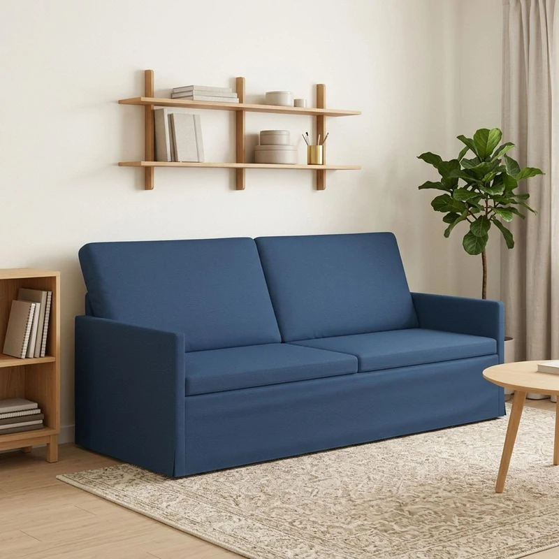 3 Seater Sofa Blue 190 x 81 x 82 cm Fabric