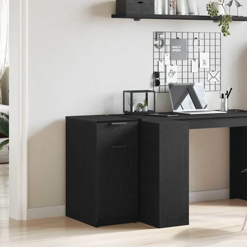 Office Cabinet 33 x 50 x 75 cm Engineered Wood Black Oak