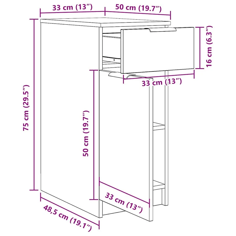 Office Cabinet 33 x 50 x 75 cm Engineered Wood Black Oak