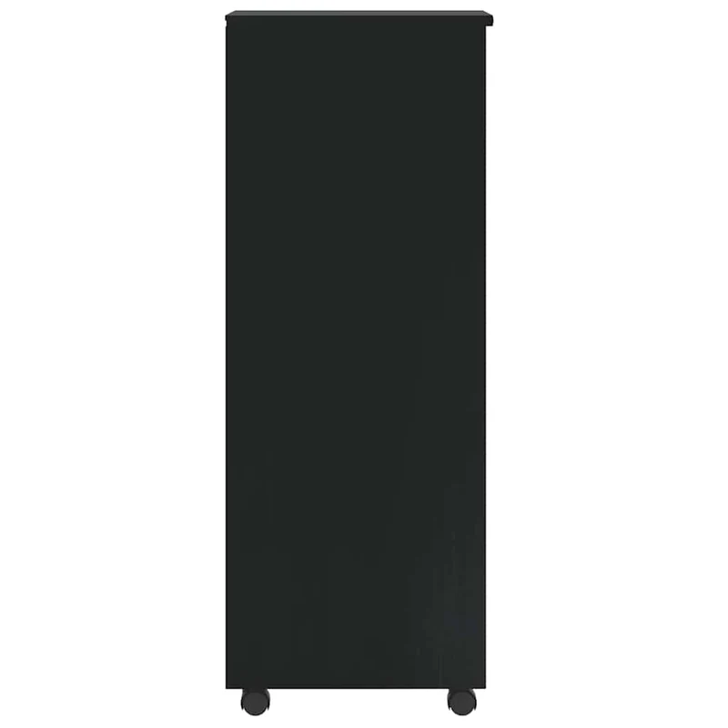 Rolling Cabinet with Drawers "MOSS" Black Solid Wood Pine