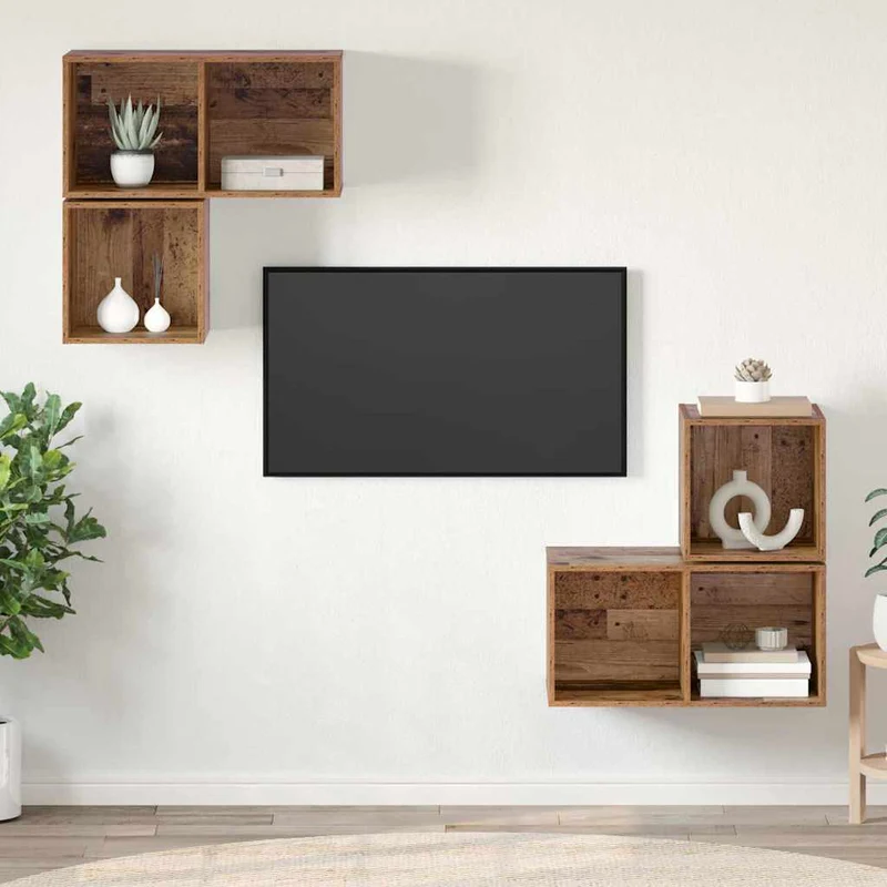 TV Cabinet Set 4 pcs Old Wood Engineered Wood