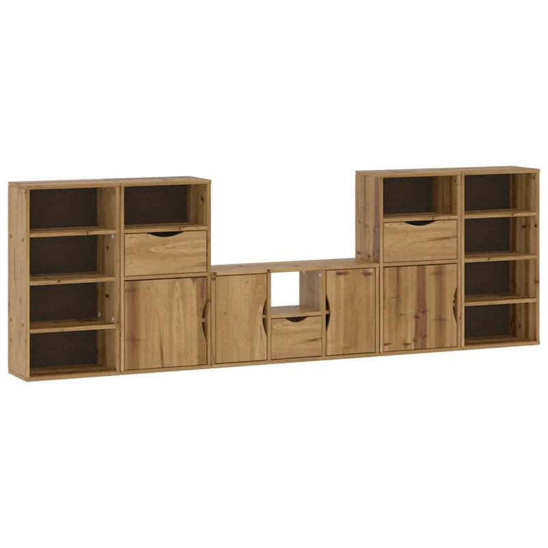 5 Piece TV Units with Storage "ODDA" Solid Wood Pine