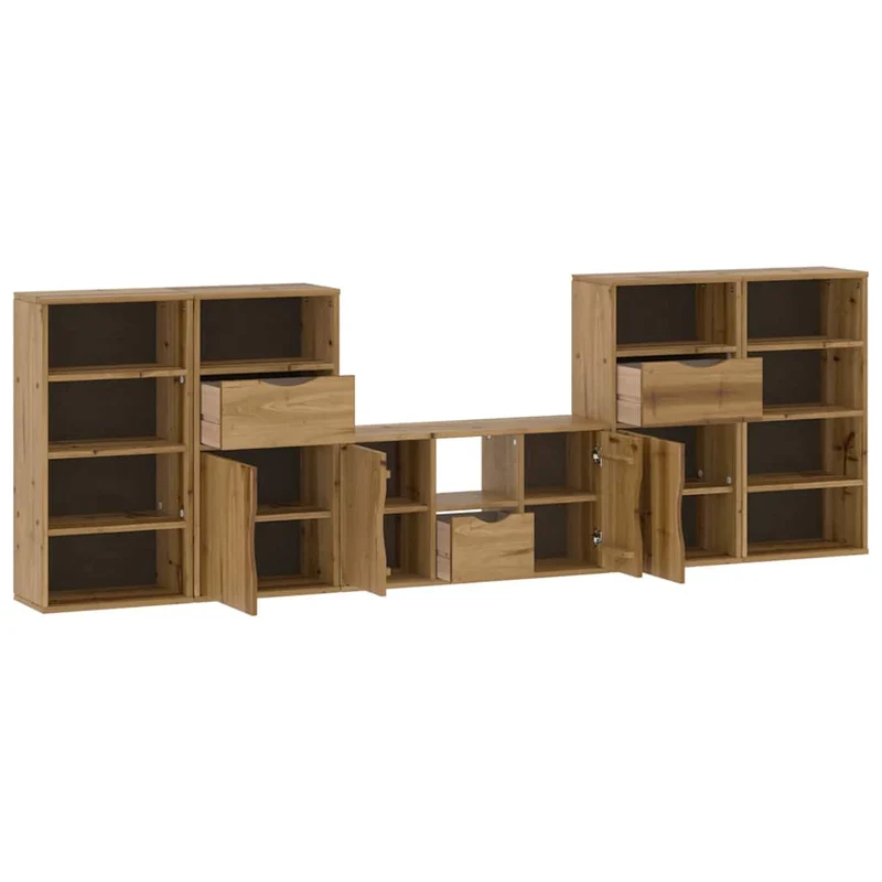 5 Piece TV Units with Storage "ODDA" Solid Wood Pine