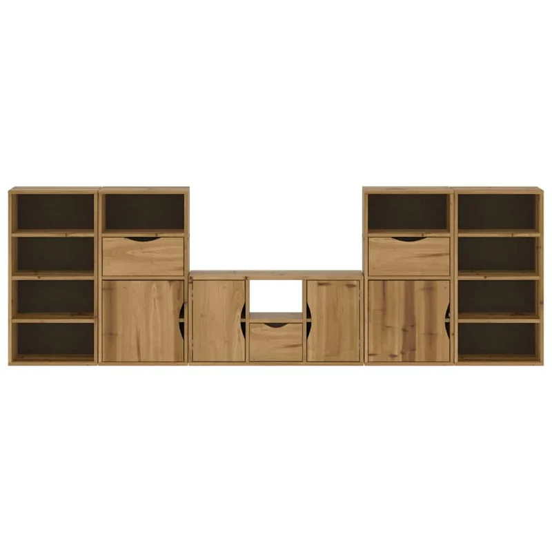 5 Piece TV Units with Storage "ODDA" Solid Wood Pine