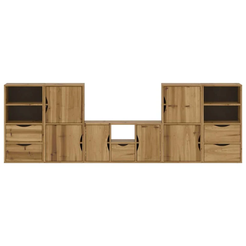 5 Piece TV Units with Storage "ODDA" Solid Wood Pine