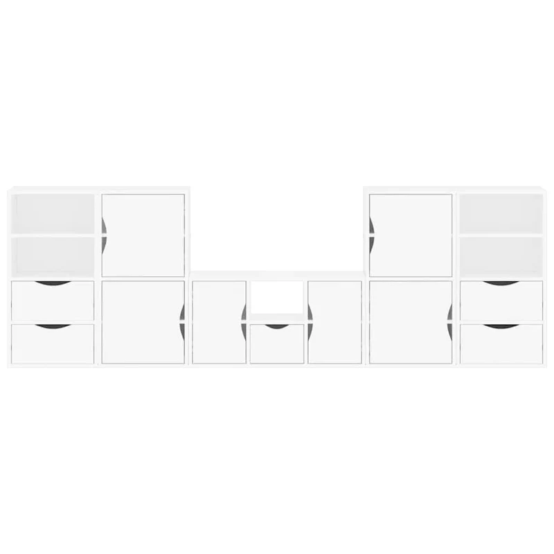 5 Piece TV Units with Storage "ODDA" White Solid Wood Pine