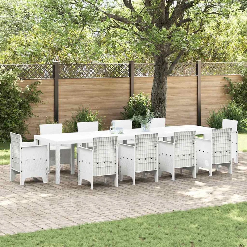 Garden Table White 350 x 100 x 74 cm Poly Rattan