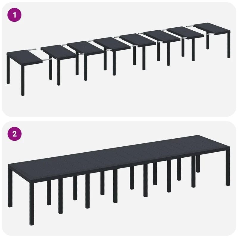 Garden Table Anthracite 400 x 100 x 73 cm Poly Rattan