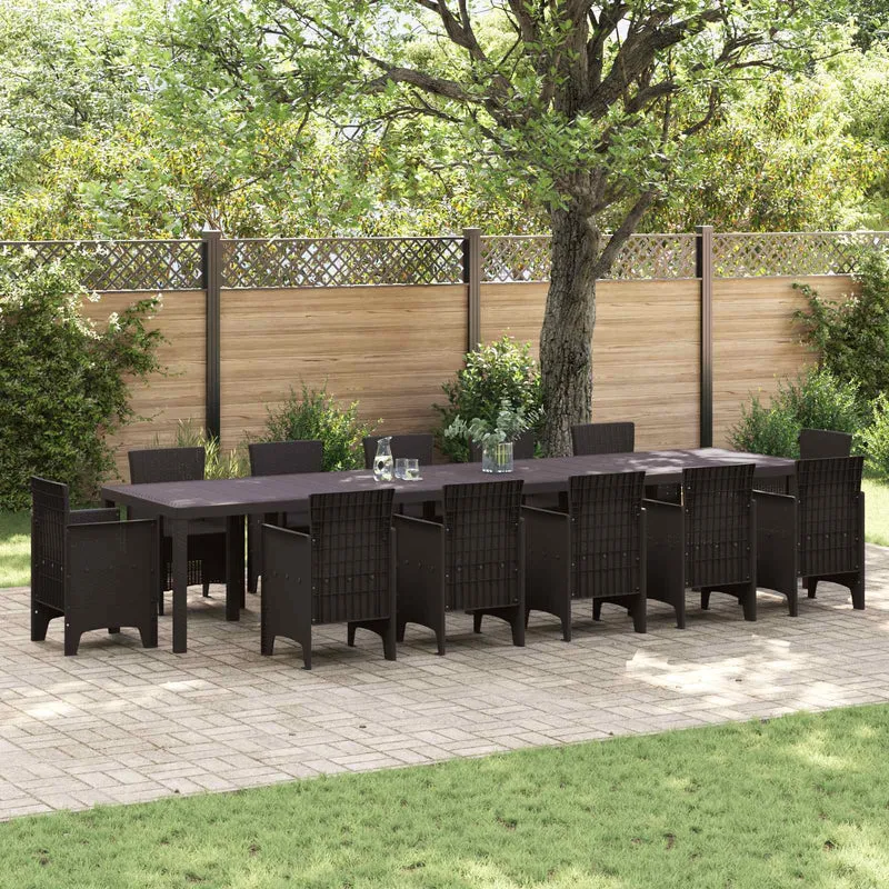 Garden Table Brown 400 x 100 x 73 cm Poly Rattan