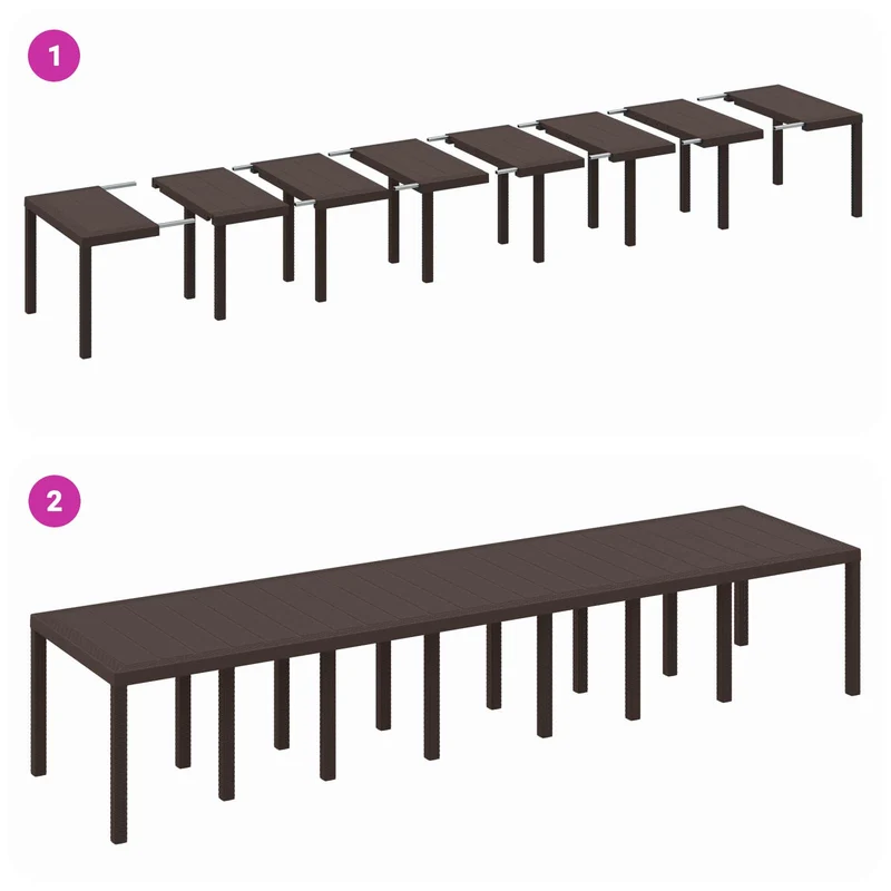 Garden Table Brown 400 x 100 x 73 cm Poly Rattan