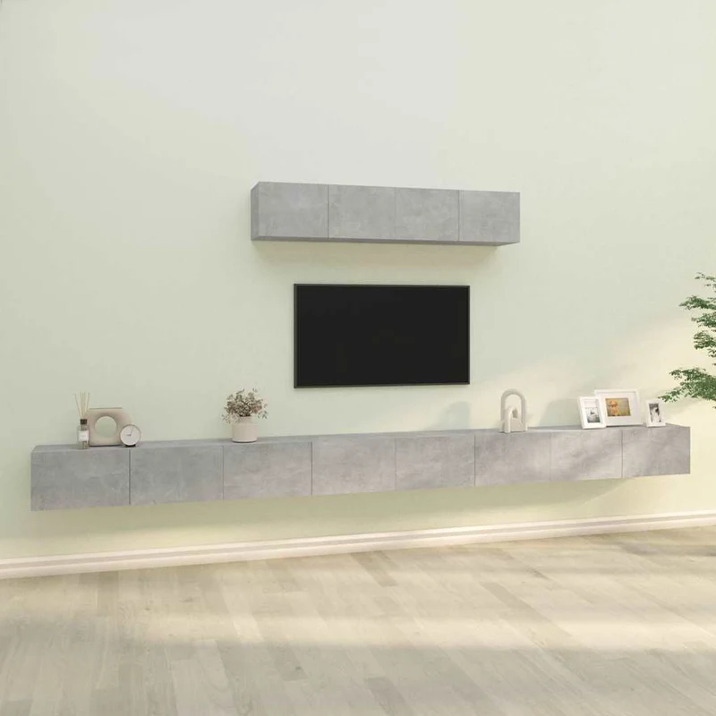 6 Piece TV Cabinet Set Concrete Grey Engineered Wood