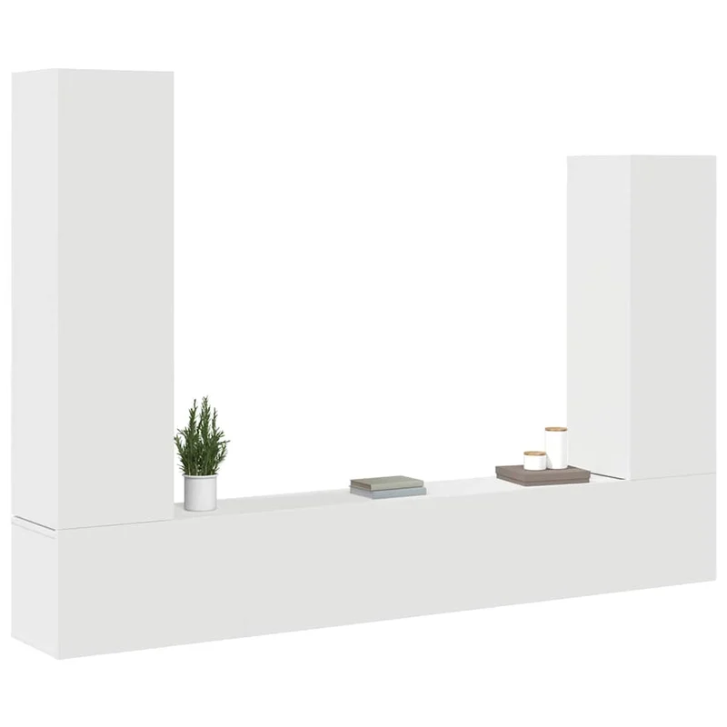 4 Piece TV Cabinet Set White Engineered Wood