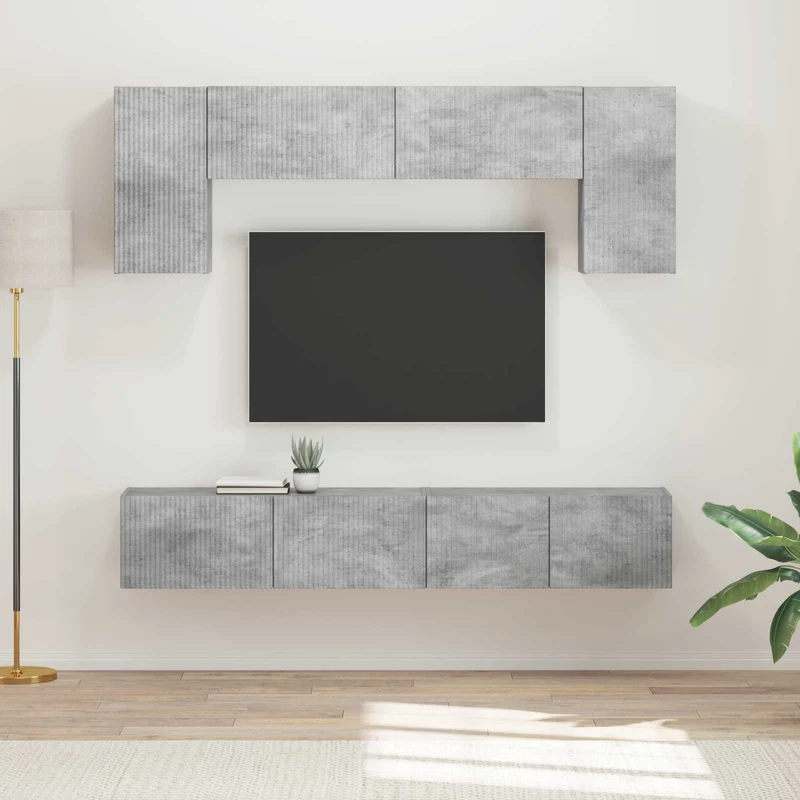 TV Cabinet Set 4 pcs Concrete Grey Engineered Wood