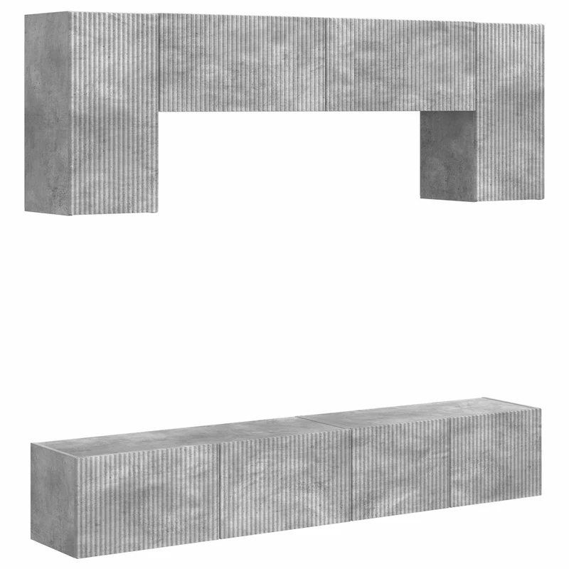 TV Cabinet Set 4 pcs Concrete Grey Engineered Wood