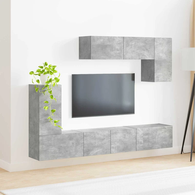 TV Cabinet Set 4 pcs Concrete Grey Engineered Wood