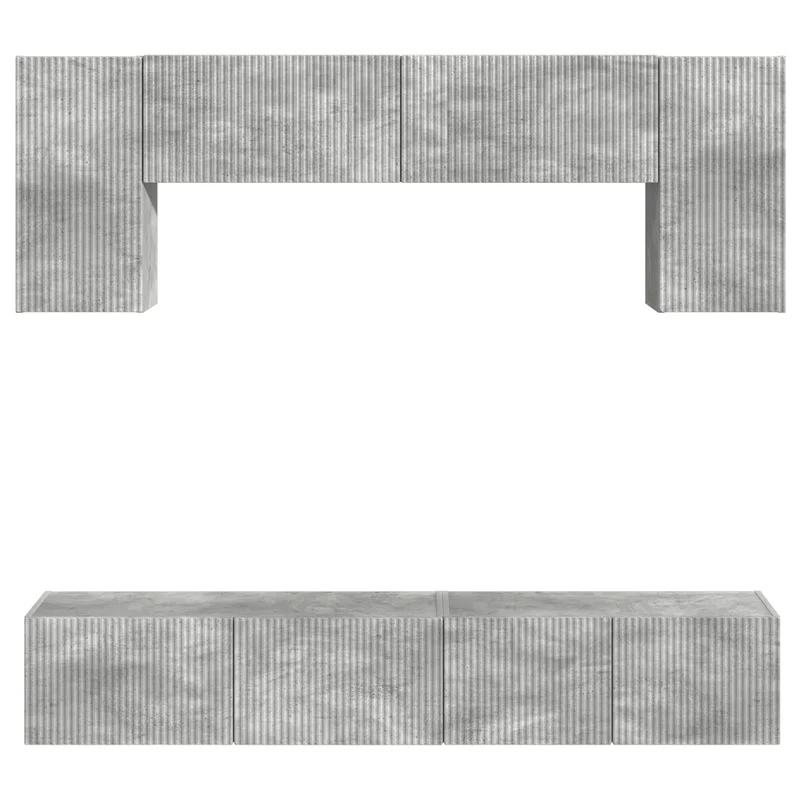 TV Cabinet Set 4 pcs Concrete Grey Engineered Wood