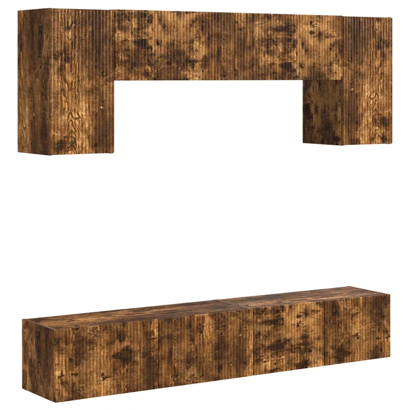 TV Cabinet Set 4 pcs Smoked Oak Engineered Wood