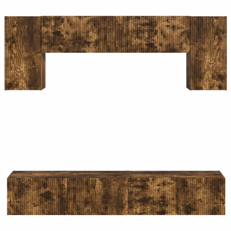 TV Cabinet Set 4 pcs Smoked Oak Engineered Wood