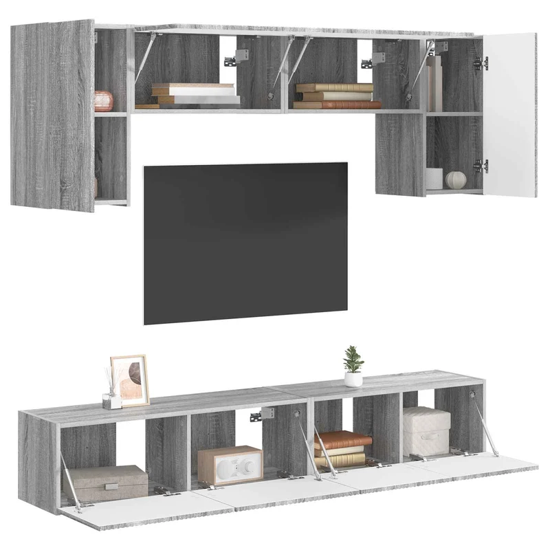 TV Cabinet Set 4 pcs Grey Sonoma Engineered Wood