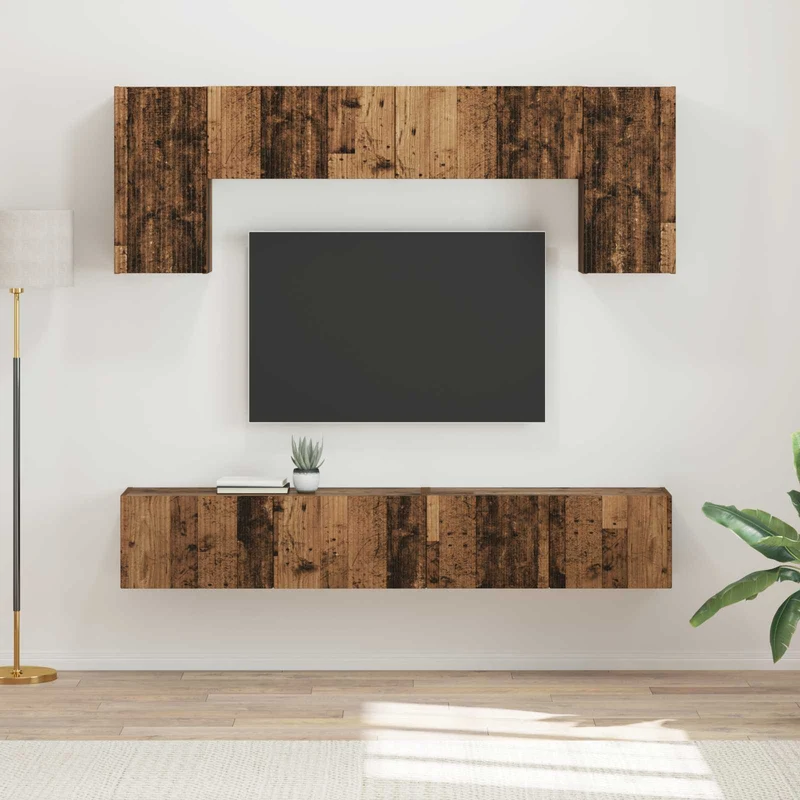 TV Cabinet Set 4 pcs Old Wood Engineered Wood