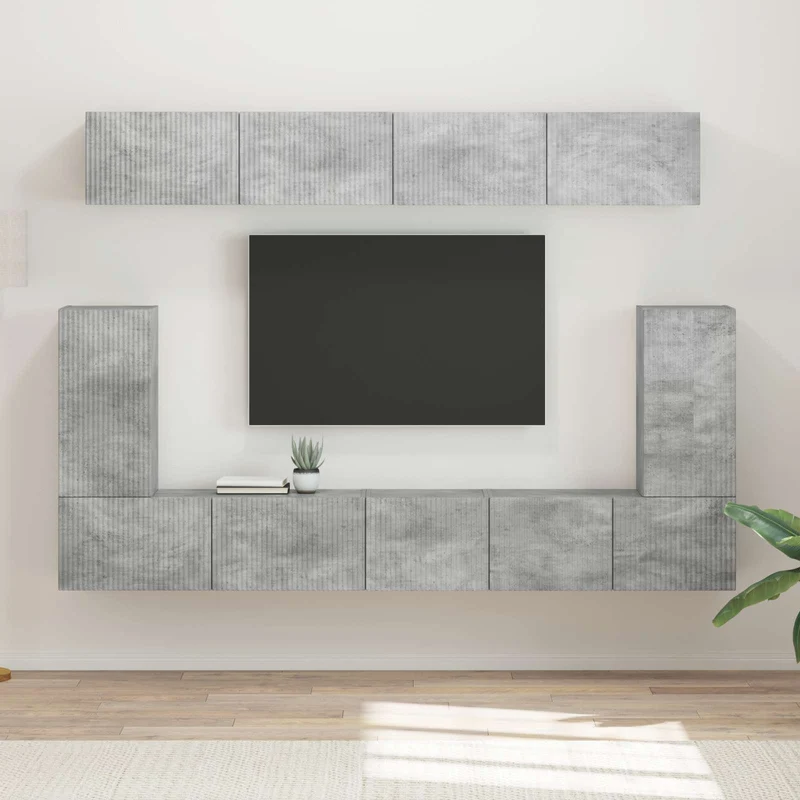 TV Cabinet Set 5 pcs Concrete Grey Engineered Wood