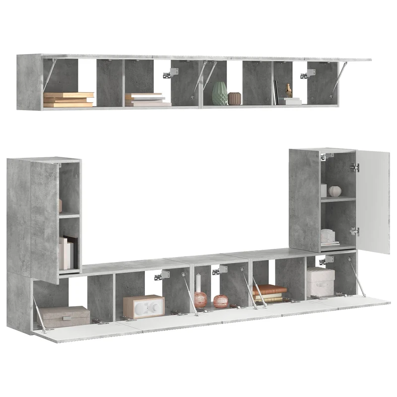 TV Cabinet Set 5 pcs Concrete Grey Engineered Wood