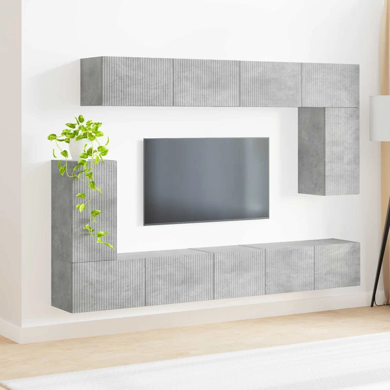 TV Cabinet Set 5 pcs Concrete Grey Engineered Wood