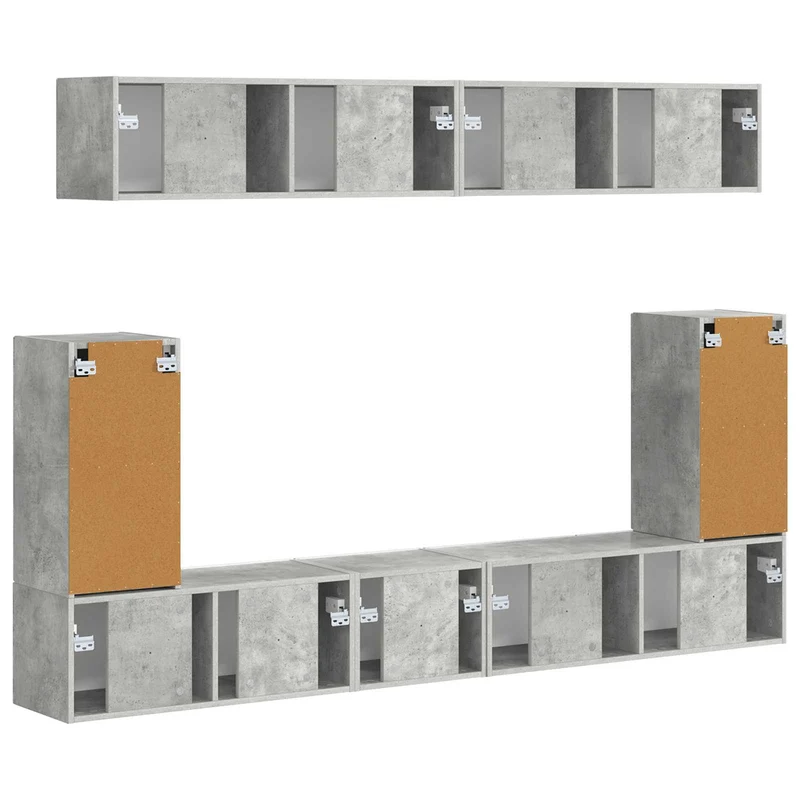 TV Cabinet Set 5 pcs Concrete Grey Engineered Wood