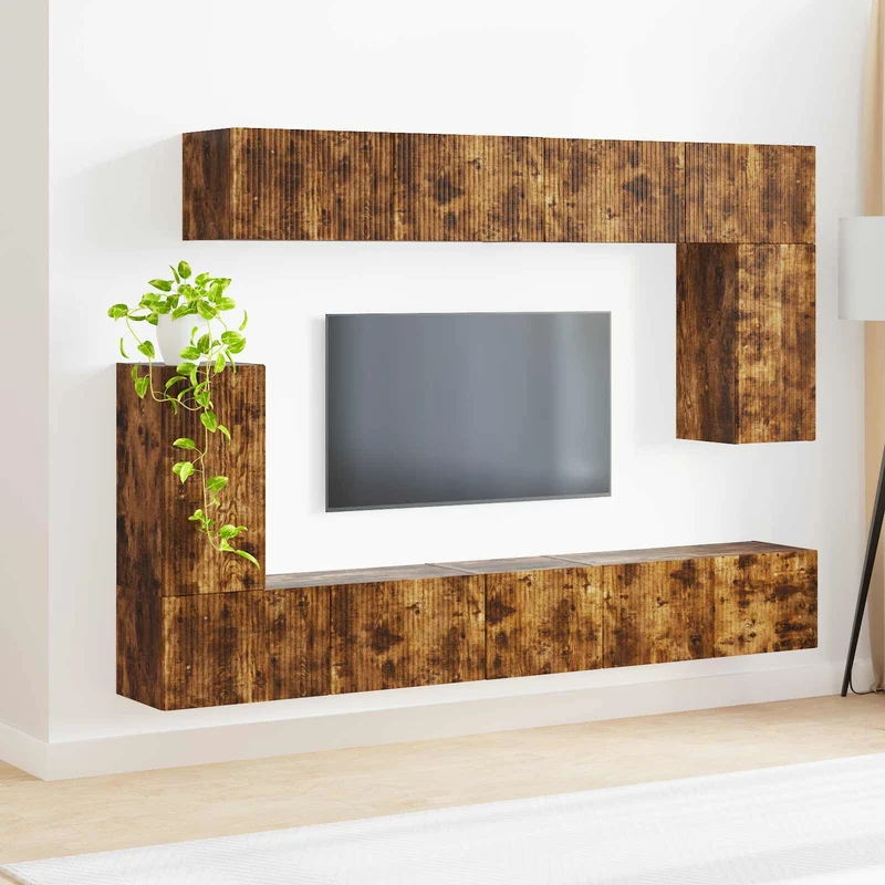 TV Cabinet Set 5 pcs Smoked Oak Engineered Wood