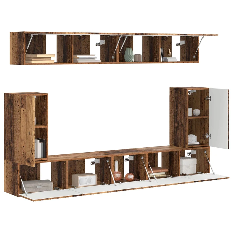 TV Cabinet Set 5 pcs Old Wood Engineered Wood