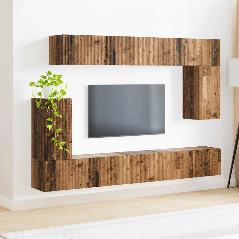 TV Cabinet Set 5 pcs Old Wood Engineered Wood