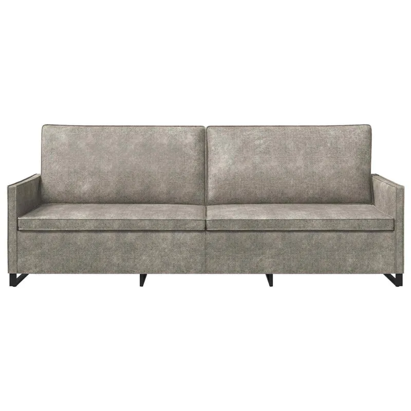 3 Seater Sofa Light Grey 220 x 81 x 82 cm Faux Suede Fabric