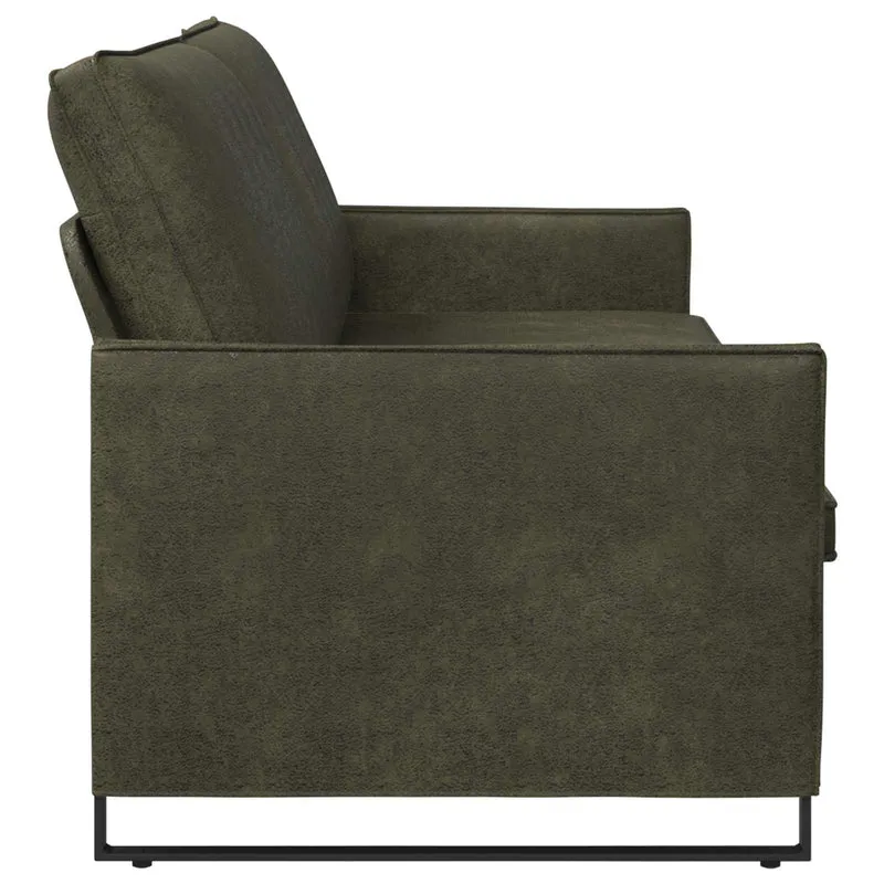 3 Seater Sofa Army Green 220 x 81 x 82 cm Faux Suede Fabric