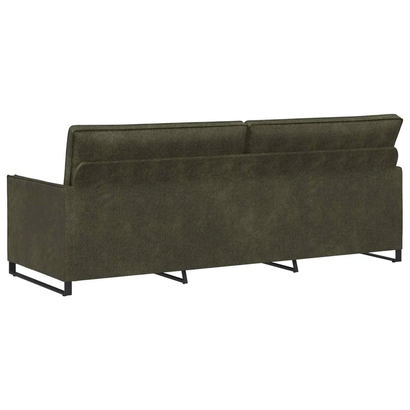 3 Seater Sofa Army Green 220 x 81 x 82 cm Faux Suede Fabric