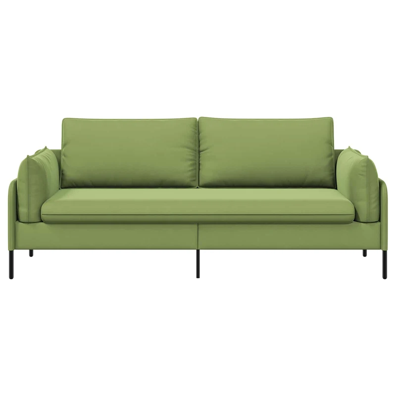 3-Seater Sofa 3-Seater Light Green 222 x 81 x 89 cm Velvet