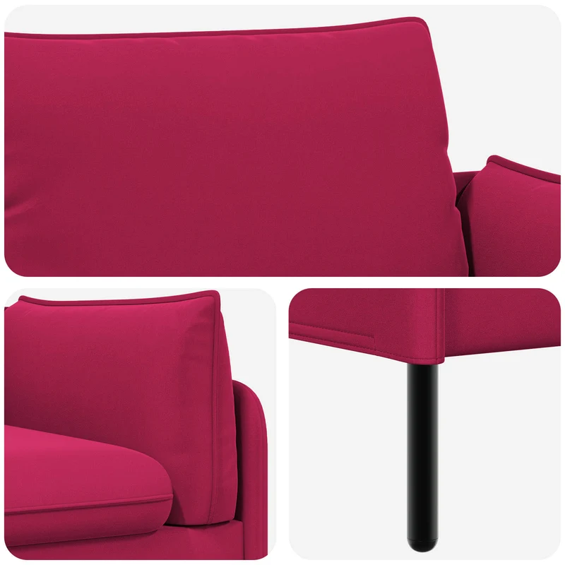 3-Seater Sofa 3-Seater Wine Red 222 x 81 x 89 cm Velvet