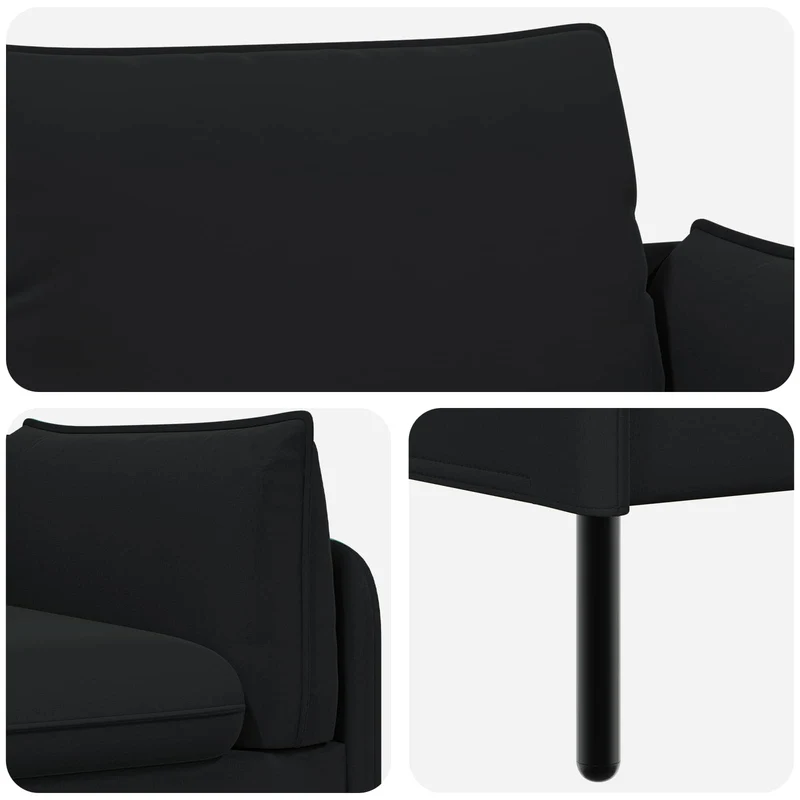 3-Seater Sofa Black 222 x 81 x 89 cm Velvet