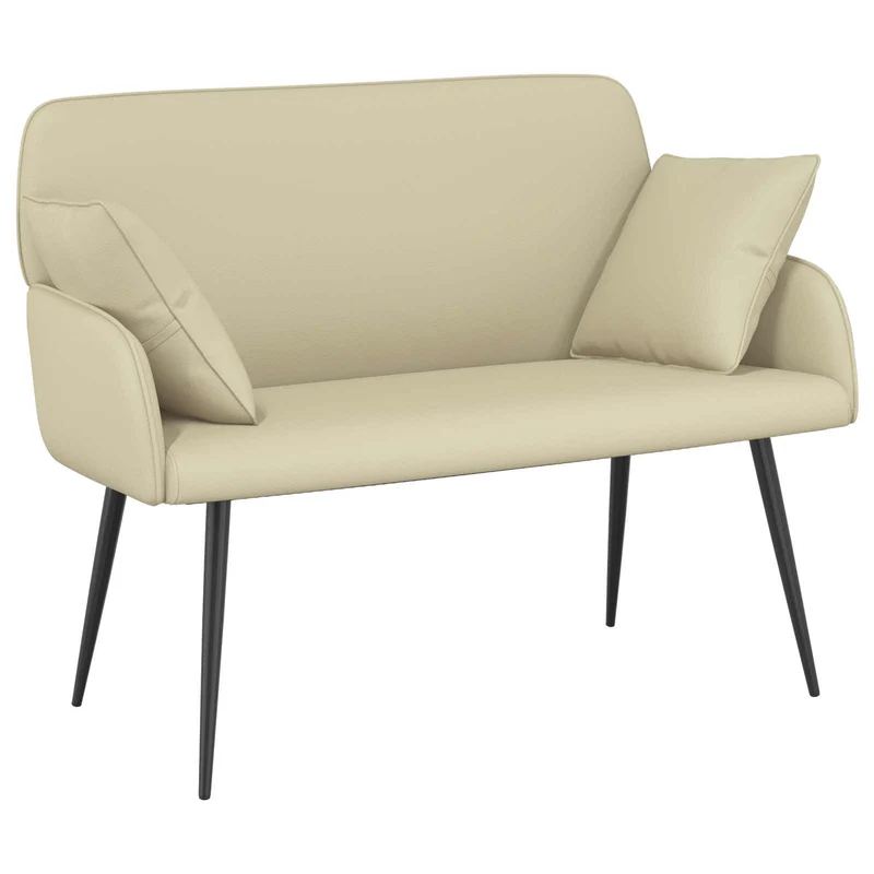 2 Seater Sofa with Metal Legs 2-Seater Cream Faux Leather