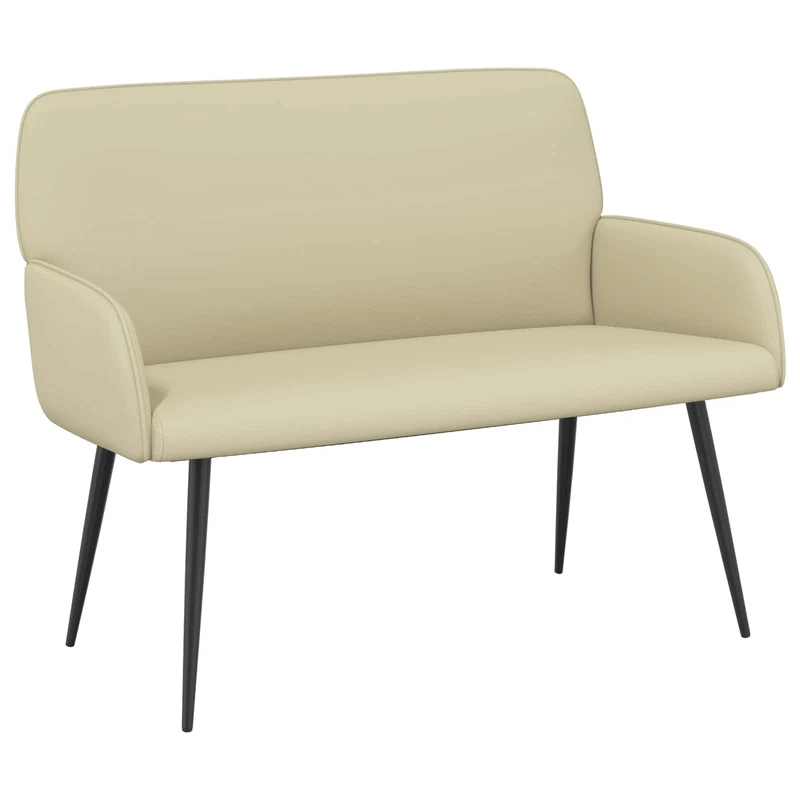2 Seater Sofa with Metal Legs 2-Seater Cream Faux Leather