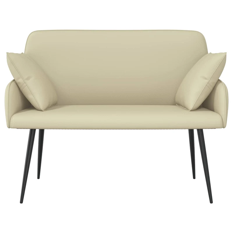 2 Seater Sofa with Metal Legs 2-Seater Cream Faux Leather