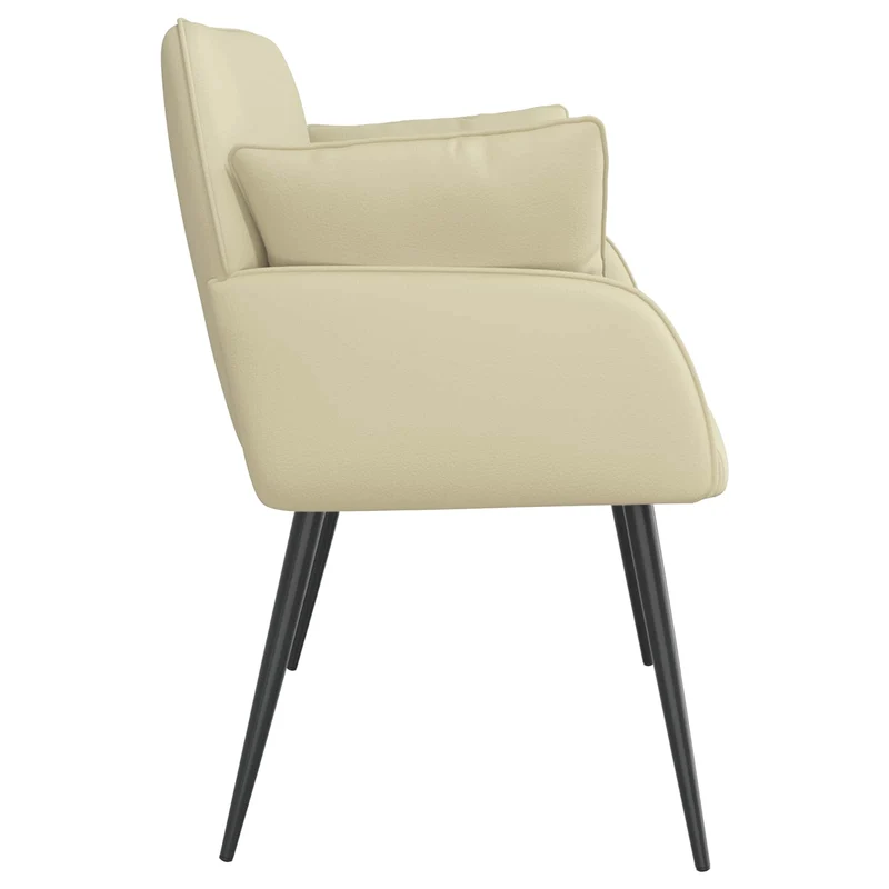 2 Seater Sofa with Metal Legs 2-Seater Cream Faux Leather