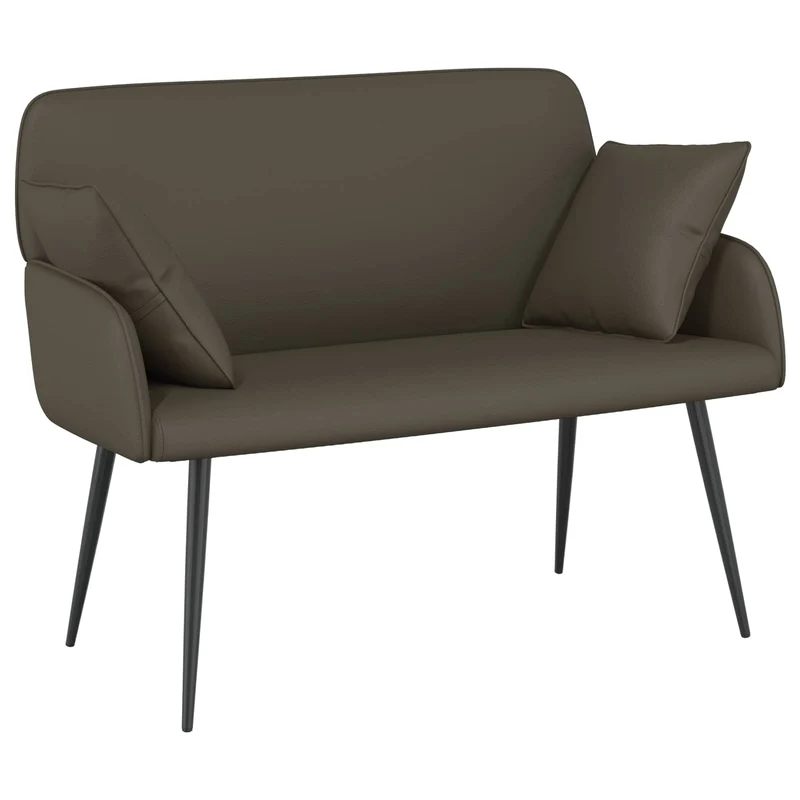 2 Seater Sofa with Metal Legs 2-Seater Grey Faux Leather
