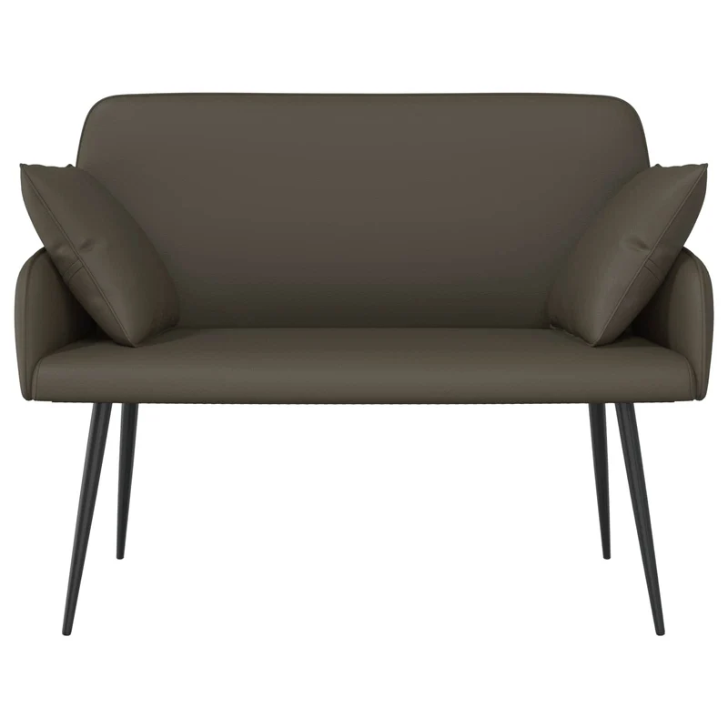 2 Seater Sofa with Metal Legs 2-Seater Grey Faux Leather