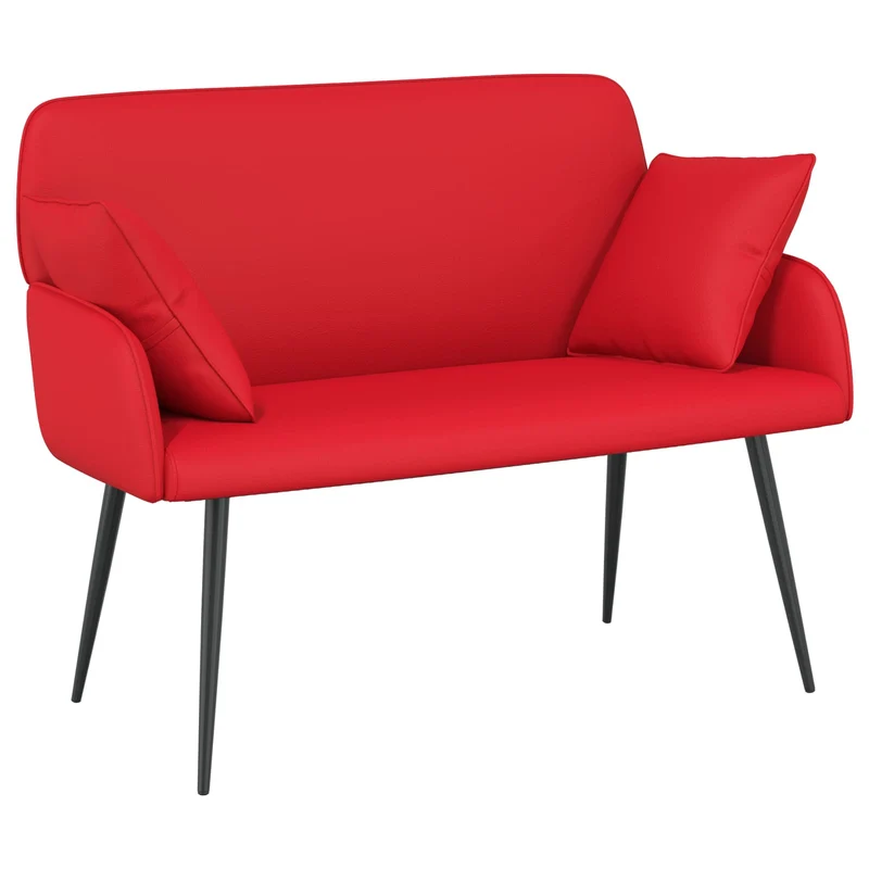 2 Seater Sofa with Metal Legs 2-Seater Red Faux Leather