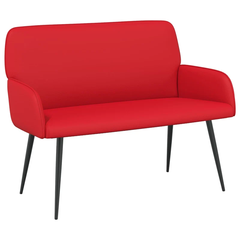 2 Seater Sofa with Metal Legs 2-Seater Red Faux Leather