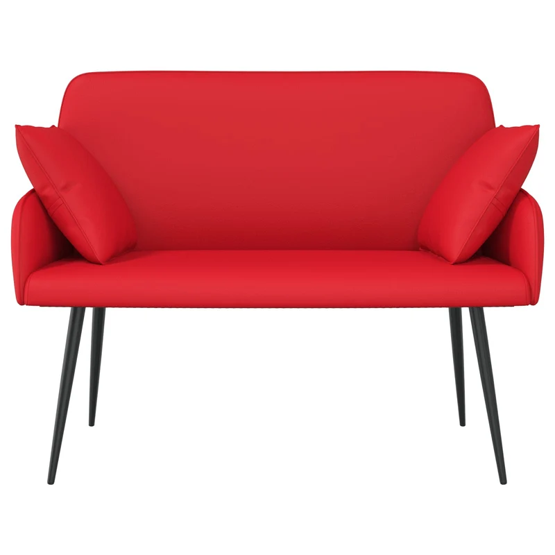 2 Seater Sofa with Metal Legs 2-Seater Red Faux Leather