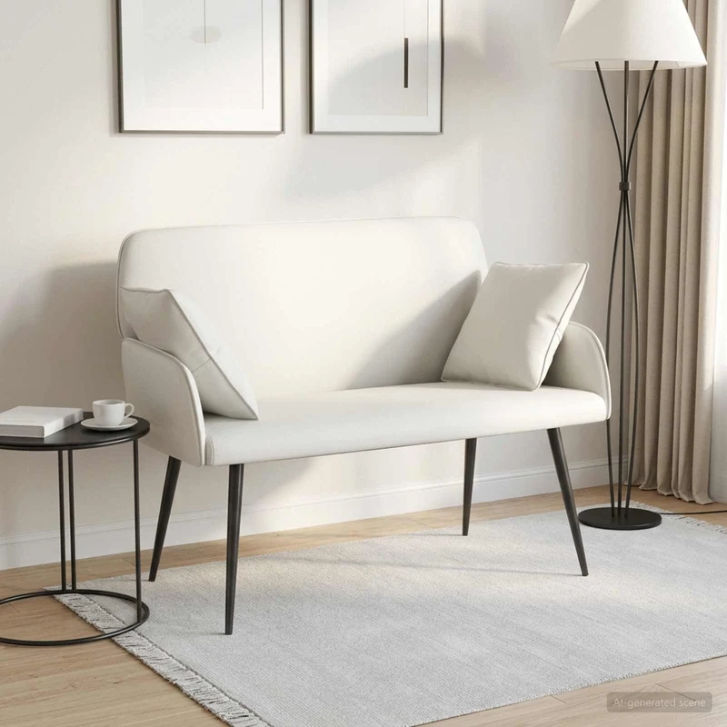 2 Seater Sofa with Metal Legs 2-Seater White Faux Leather