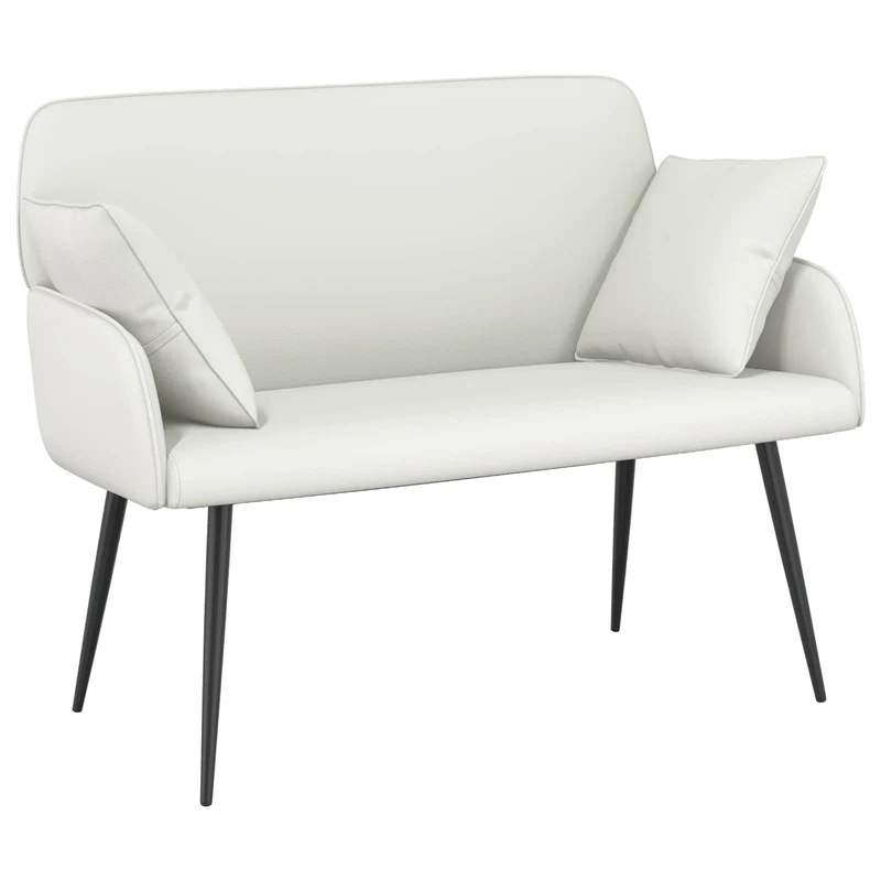 2 Seater Sofa with Metal Legs 2-Seater White Faux Leather