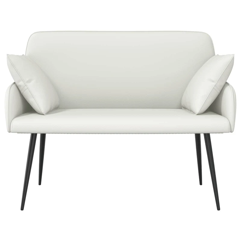 2 Seater Sofa with Metal Legs 2-Seater White Faux Leather