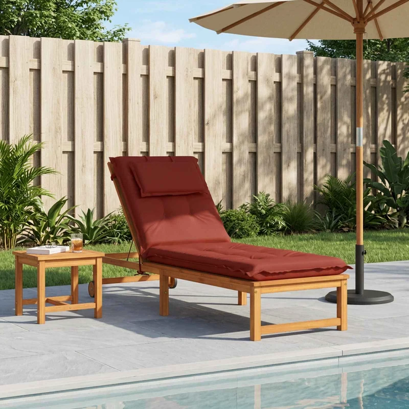 Sunlounger Cushion GEMERT 100% Polyester Red 190 x 60 x 9 cm